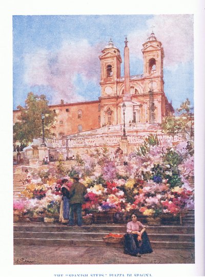 La Scalinata di Piazza di Spagna, da Roma pubblicato da A & C Black Ltd, 1925 da Alberto Pisa